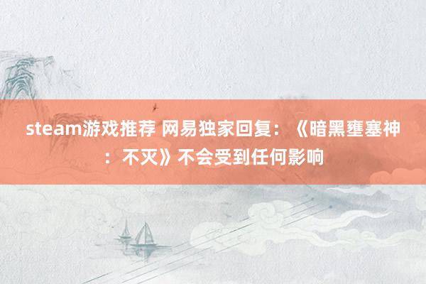 steam游戏推荐 网易独家回复：《暗黑壅塞神：不灭》不会受到任何影响