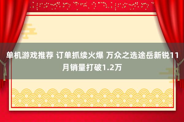 单机游戏推荐 订单抓续火爆 万众之选途岳新锐11月销量打破1.2万