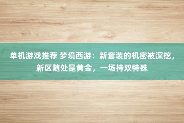 单机游戏推荐 梦境西游：新套装的机密被深挖，新区随处是黄金，一场持双特殊